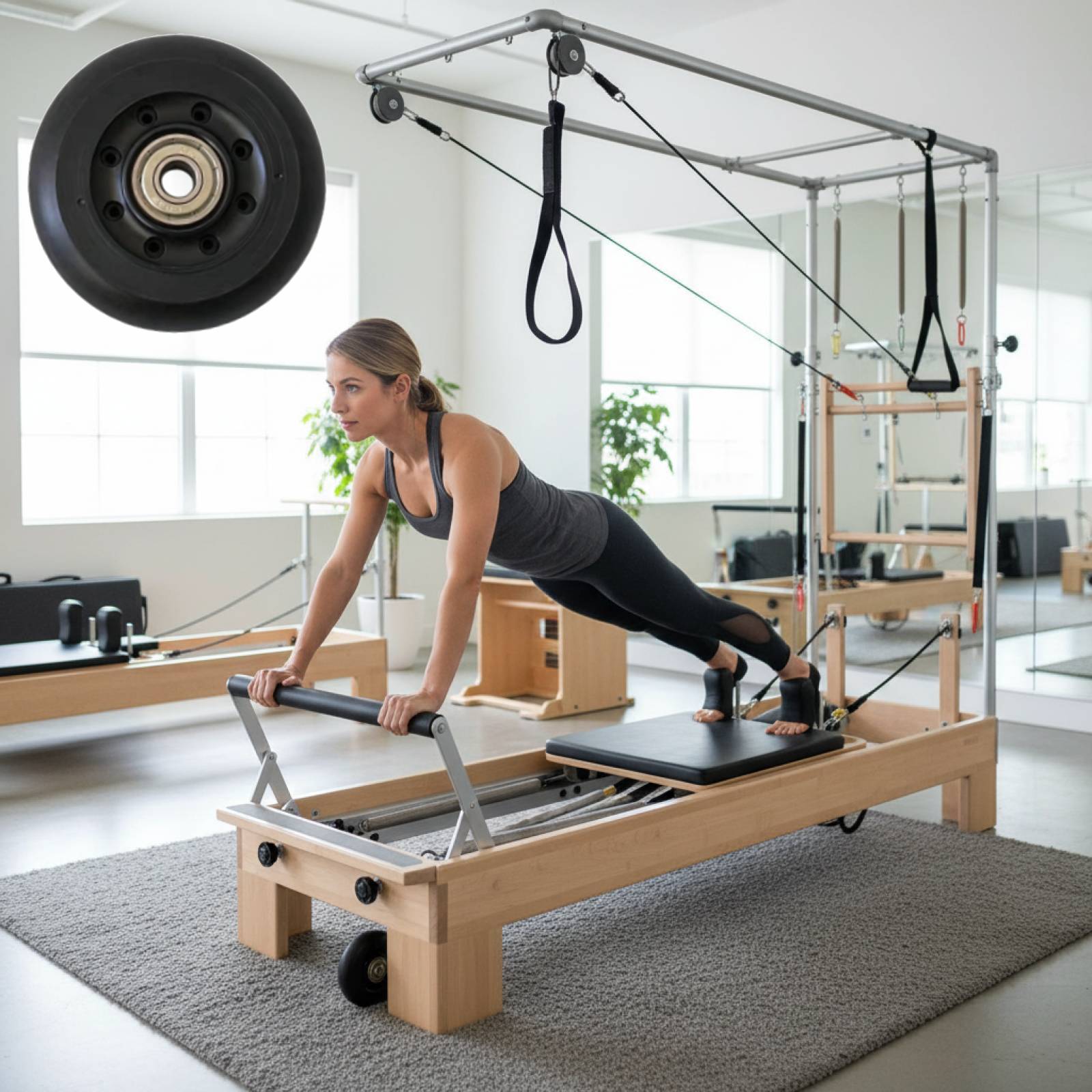 Women'S Exercise Accessories - عجلة بيلاتس ريفورمر سوداء للنساء، سهلة