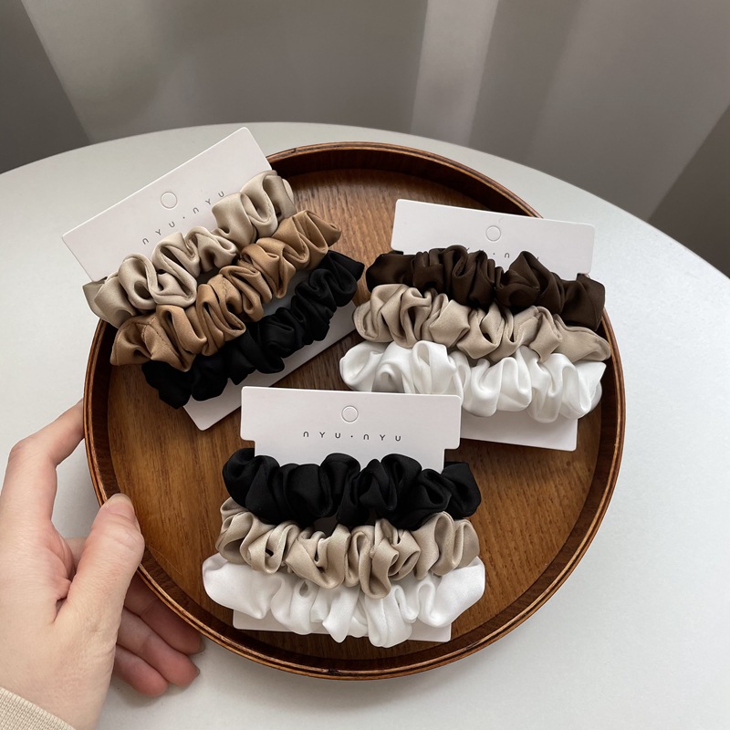 3/4/6 قطعة/المجموعة الساتان Sc - مراجعة Scrunchie Satin Set وسعره