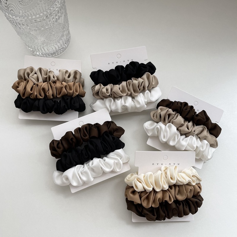 3/4/6 قطعة/المجموعة الساتان Sc - مراجعة Scrunchie Satin Set وسعره