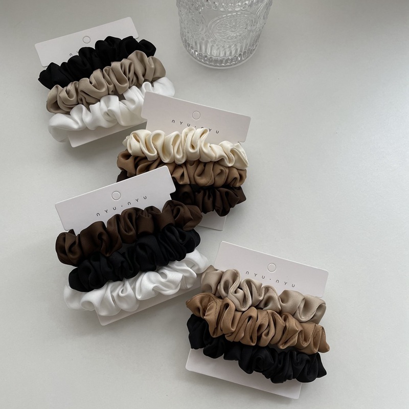 3/4/6 قطعة/المجموعة الساتان Sc - مراجعة Scrunchie Satin Set وسعره