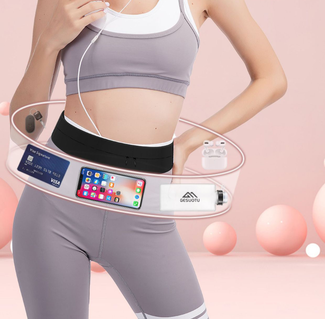 حزام ركض حقيبة الخصر مع زجاجة  - مراجعة Women'S Exercise Accessories وسعره
