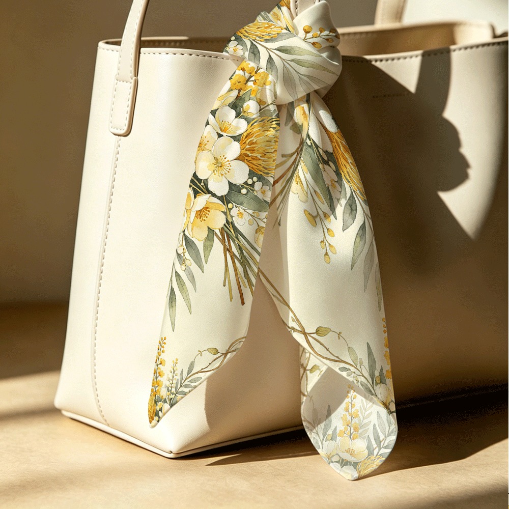 وشاح مربع ناعم وكريمي بطبعة با - مراجعة Women Accessories Bouquet وسعره