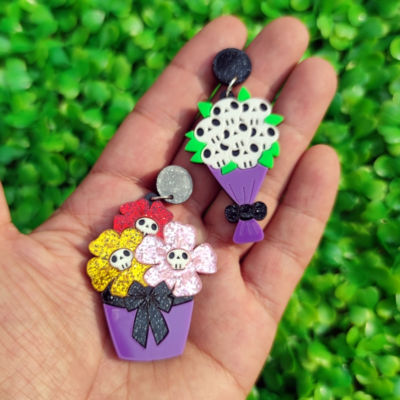 أقراط أكريليك على شكل جمجمة وه - مراجعة Women Accessories Bouquet وسعره